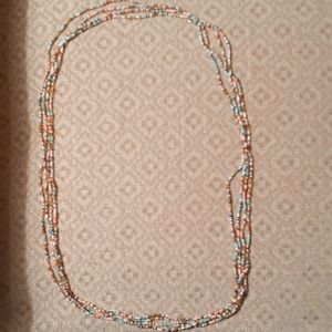 Matching Set of 4 Marching Beaded Necklaces - White, Seafoam, and Orange